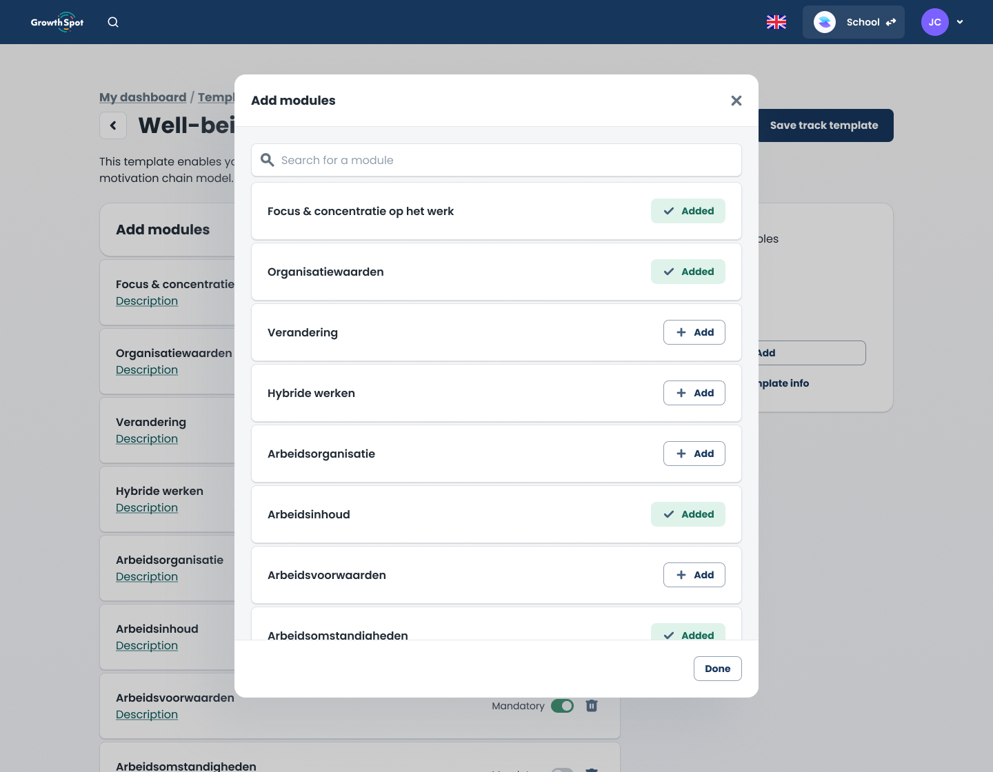 Customizable template options for creators