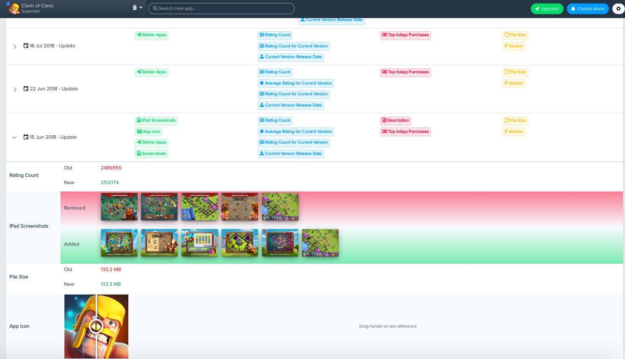 Screnshot of a competitor, showing their version of the timeline at the time. Only one app is visible at a time.