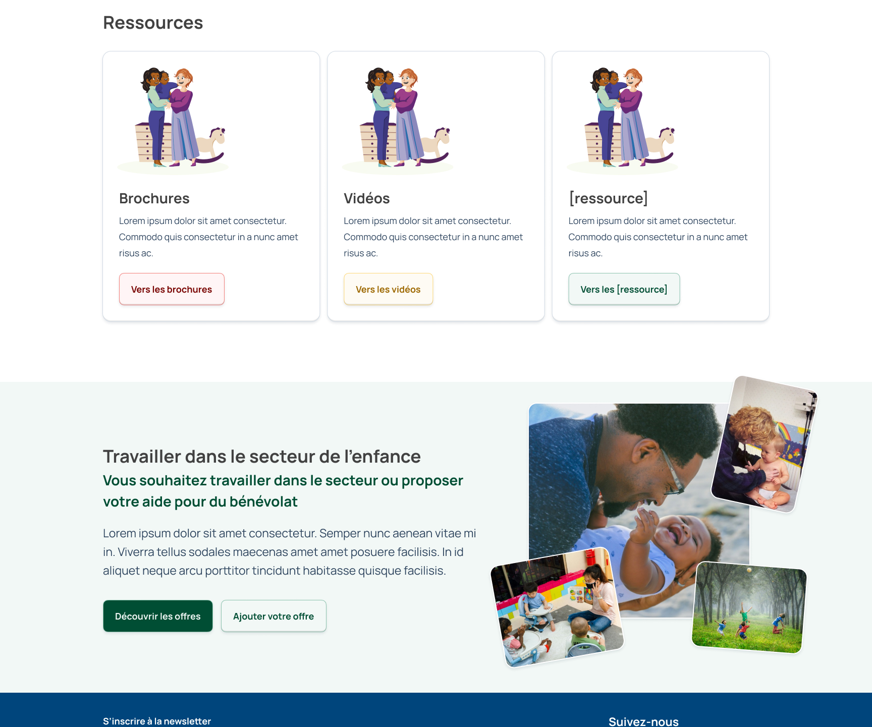 A resources section, showing brochures, videos and a customizable one followed by a section about the ONE hiring opportunities.