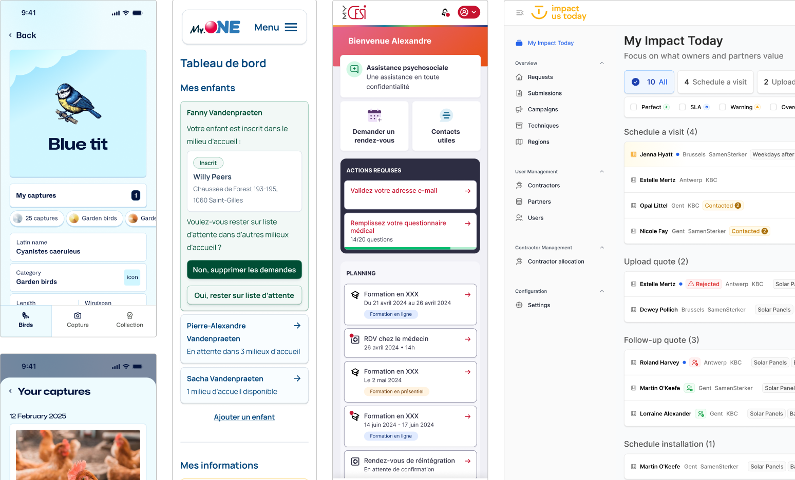 Several screenshots of different UIs