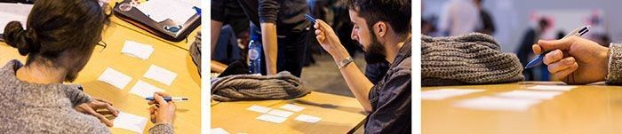 Photos de plusieurs étudiants participant au tri à cartes.